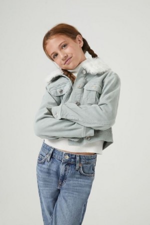 Casacas Forever 21 Girls Faux Fur Corduroy Niños Verde Oliva | AbYHgWQN5eF