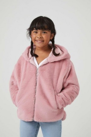 Casacas Forever 21 Girls Faux Fur Zip Up Niños Moradas | prWR0nPNKrC