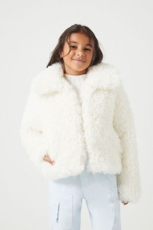 Casacas Forever 21 Girls Oversized Faux Fur Coat Niños Creme | 4dCqG5NRHCF