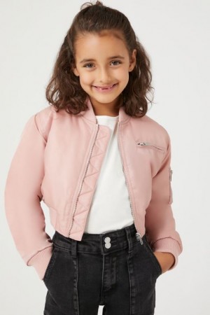 Casacas Forever 21 Girls Zip Up Bomber Niños Moradas | DEMTkUb0WPc