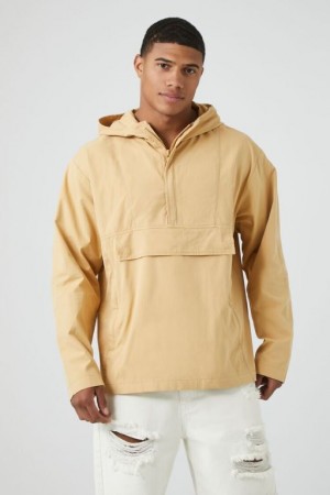 Casacas Forever 21 Half Zip Hooded Hombre Marrones | wR3x6JIePDY