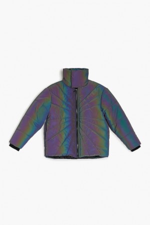 Casacas Forever 21 Iridescent Puffer Girls Boys Niños Gris | R4MDTTPQJea