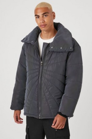 Casacas Forever 21 Reflective Acolchado Puffer Hombre Gris | rJCR6pDeSmE