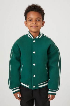 Casacas Forever 21 Varsity Letterman Girls Boys Niños Verde Creme | PPF0ECxOowN