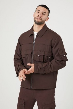 Casacas Forever 21 Zip Up Cargo Trucker Hombre Cocoa | Jt1pBOUMBy4