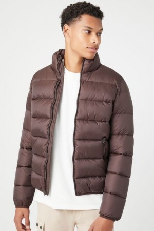 Casacas Forever 21 Zip Up Puffer Hombre Cocoa | yfR8Pq6KpOA