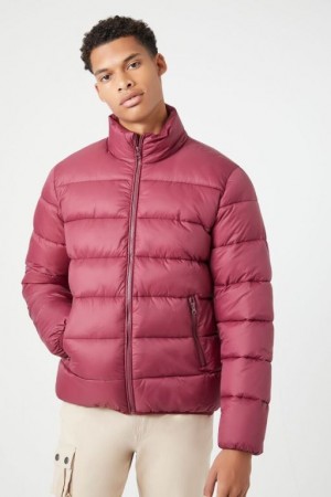 Casacas Forever 21 Zip Up Puffer Hombre Burdeos | AHorPXhEPNf