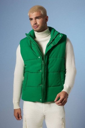 Chaleco Forever 21 Unisex Funnel Neck Puffer Hombre Verde | ZoxptJEvufx