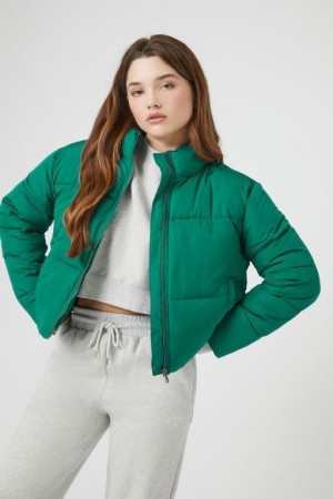 Chaqueta Acolchada Forever 21 Acolchado Puffer Mujer Verde | KVittHCY0F9