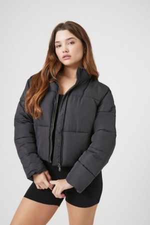 Chaqueta Acolchada Forever 21 Acolchado Puffer Mujer Negras | tHL2PkGesrh