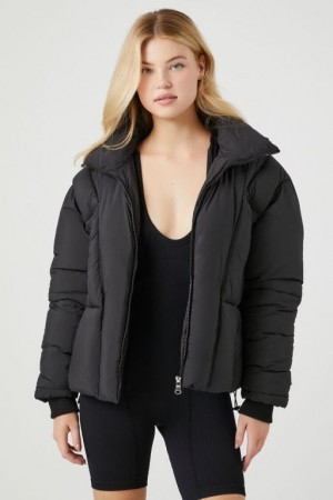 Chaqueta Acolchada Forever 21 Acolchado Puffer Mujer Negras | VNVwgdPEwYj