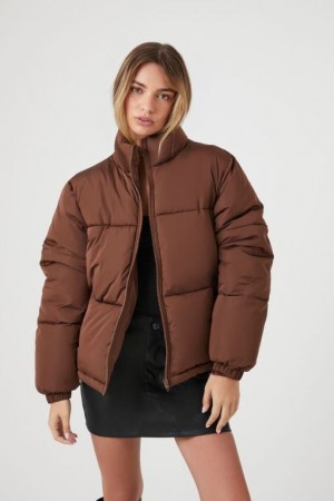 Chaqueta Acolchada Forever 21 Acolchado Puffer Mujer Chocolate | P3KL5FjUvLr