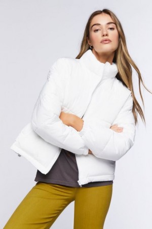 Chaqueta Acolchada Forever 21 Acolchado Puffer Mujer Blancas | TWrDUTcRSIM