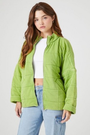 Chaqueta Acolchada Forever 21 Acolchado Zip Up Mujer Avocado | oD37TFsyyR0