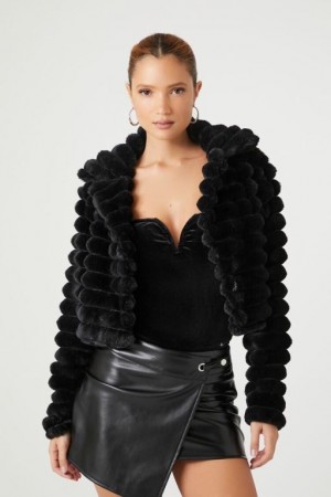 Chaqueta Acolchada Forever 21 Faux Fur Acolchado Mujer Negras | mBdipHHvNjE