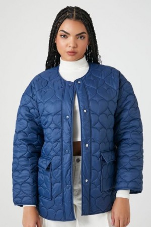 Chaqueta Acolchada Forever 21 Heart Acolchado Mujer Azul Marino | GURhSyynUj5