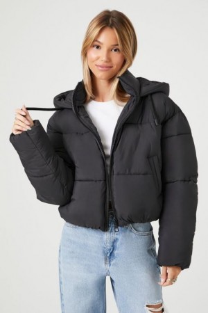 Chaqueta Acolchada Forever 21 Hooded Acolchado Puffer Mujer Negras | fIVgGVWulXl