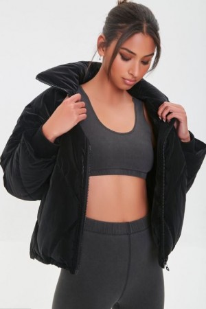 Chaqueta Acolchada Forever 21 Zip Up Puffer Mujer Negras | m49NIhSqWjX