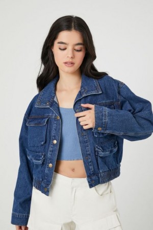 Chaquetas De Mezclilla Forever 21 Snap Button Denim Trucker Mujer Azules | nH0n6ppYPDb