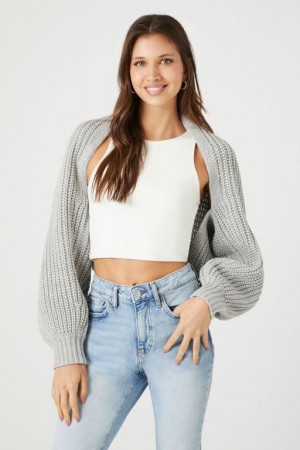 Cárdigan Forever 21 Batwing Open Front Mujer Gris | GBpEyfHfWhB