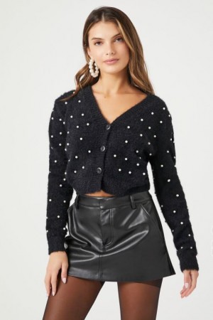 Cárdigan Forever 21 Faux Pearl Mujer Negras | psnpLqTDMDv