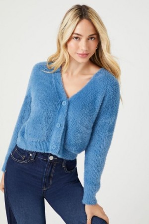 Cárdigan Forever 21 Fuzzy Mujer Azules | B1FOhBVNL7N