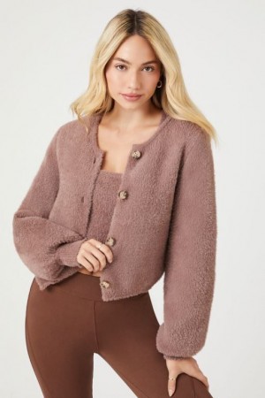 Cárdigan Forever 21 Fuzzy Set Mujer Beige Beige | RPladhhh83W