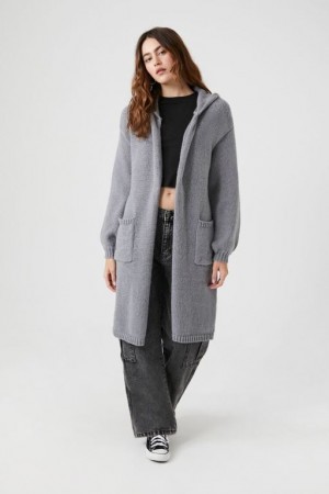 Cárdigan Forever 21 Hooded Mujer Gris | 4EE4YuUBP4h