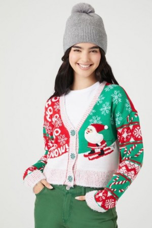 Cárdigan Forever 21 Skiing Santa Mujer Rojas Multicolor | GOt9rhJB7wh