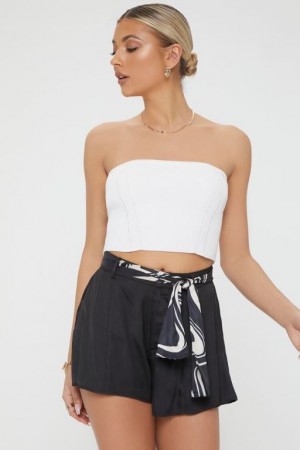 Falda Forever 21 Belted Satin Mini Mujer Negras | rmwnBPWw6o3