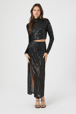 Falda Forever 21 Sequin Amp Maxi Set Mujer Negras | efwED7fPmxu