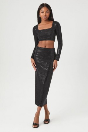 Falda Forever 21 Sequin Crop Amp Maxi Set Mujer Negras | bE0V2mXb9mZ