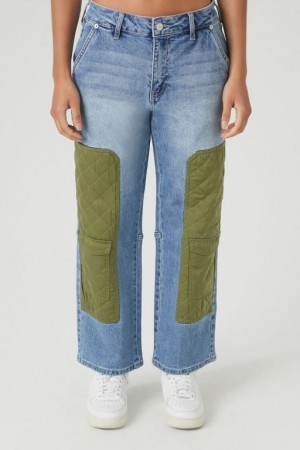 Jeans Forever 21 Acolchado Patchwork Directo Leg Mujer Azules Claro | lwlaDZJXmlp