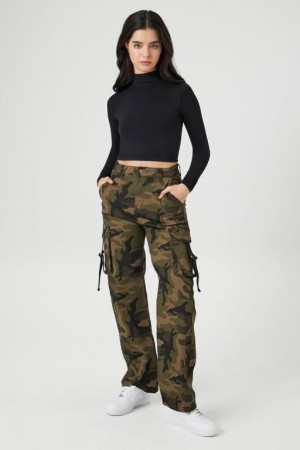 Jeans Forever 21 Camo Print Cargo Mujer Verde Oliva Multicolor | Yz4k57pvz8x