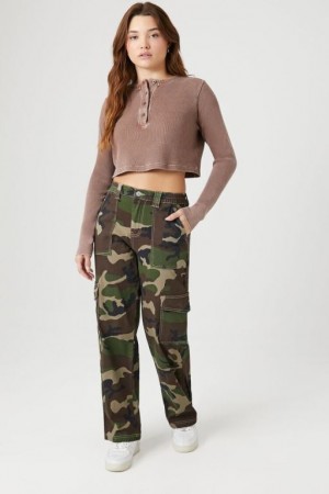 Jeans Forever 21 Camo Print Denim Cargo Mujer Verde Oliva Multicolor | kkyGnojfhiJ