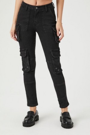 Jeans Forever 21 Cargo Flaco Mujer Negras | MyVxJPqMTHf