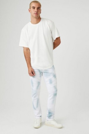 Jeans Forever 21 Cloud Wash Moto Flaco Hombre Blancas Multicolor | LCHNYMqK0JP