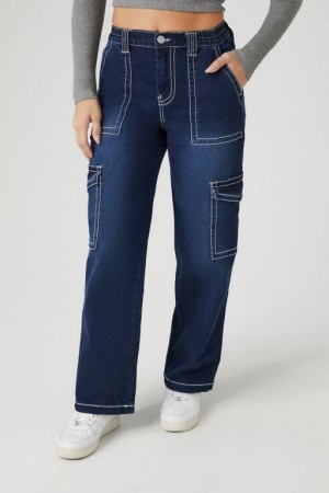 Jeans Forever 21 Contour Cargo Mujer Azules Oscuro | g2omXA3nkfF