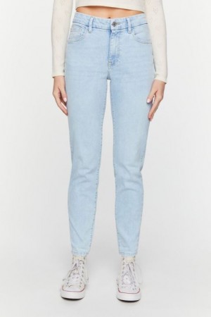 Jeans Forever 21 Curved Flaco Contour Mujer Azules Claro | QY5hWwG5dRi