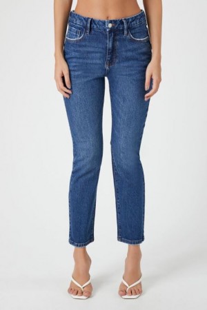 Jeans Forever 21 Curvy High Rise Directo Mujer Azules Oscuro | hGpnPAfKGCO