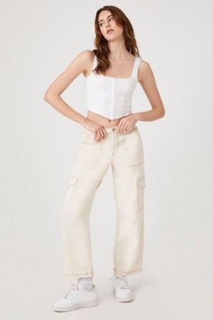 Jeans Forever 21 Denim Cargo Mujer Blancas | 4Q40Z6yo13M