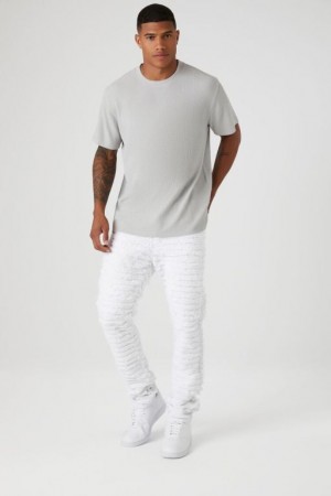 Jeans Forever 21 Distressed Frayed Flaco Hombre Blancas | 2FqSB79eQ9f