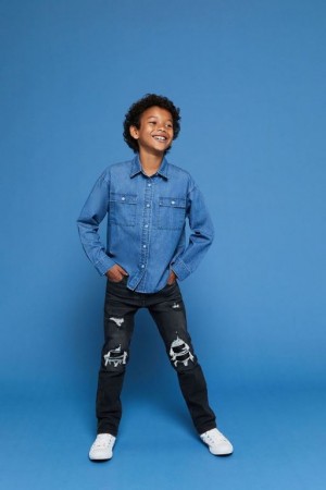 Jeans Forever 21 Distressed Girls Boys Niños Azules Negras | rTEyGy9SlbM