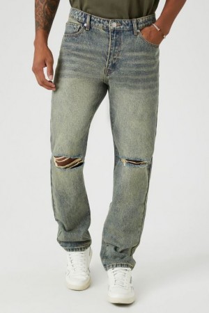 Jeans Forever 21 Distressed Stone Wash Directo Hombre Azules | LkwZG3lKPZG