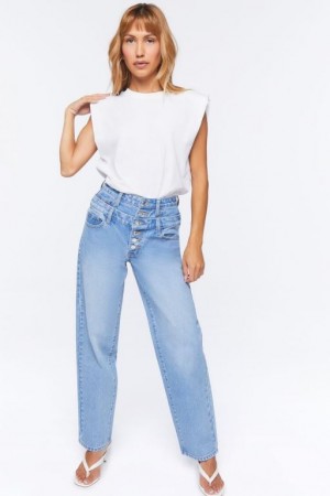 Jeans Forever 21 Double Waist Mom Mujer Azules | fdlv7iLuZZz