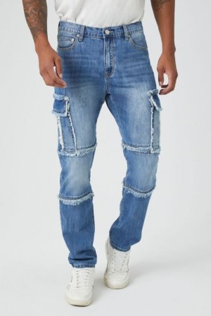 Jeans Forever 21 Frayed Flaco Hombre Azules | n0WBbgbuW37