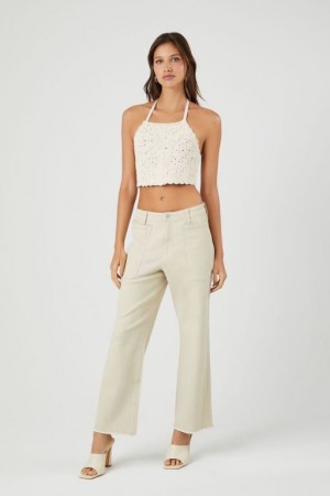 Jeans Forever 21 Frayed Wide Leg Ankle Mujer Marrones | xQgs8aTWPpY