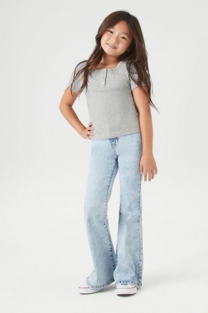 Jeans Forever 21 Girls Acid Wash Flare Niños Azules Claro | SjRwCr6iUP3