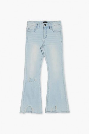 Jeans Forever 21 Girls Distressed Flare Niños Azules Claro | VPlHiIsPkHl