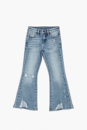 Jeans Forever 21 Girls Distressed Flare Niños Azules | 8PD3lsqMKGI